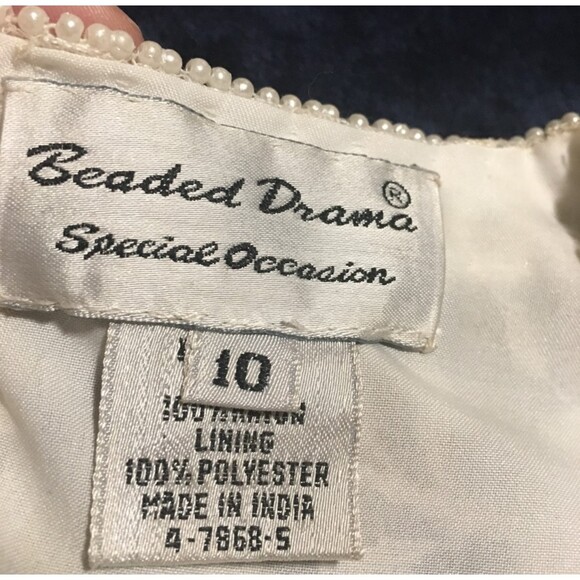 NWT Beaded Drama Women's 10  white sleeveless dress sweetheart satin lined - Picture 3 of 7